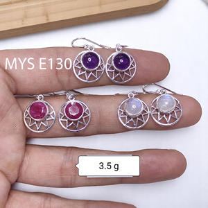 Natural Amethyst Gemstone Sterling Silver <b>Hook</b> Dangle Drop <b>Earrings</b> Bulk 925 Sterling Silver Round Shape <b>Earrings</b> - Product Image 4