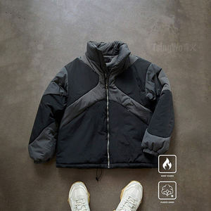 Custom Outdoor Casual Puffer Jacket Stand Collar Color <b>Block</b> Winter Warm Padded Down Jacket Men - Product Image 1
