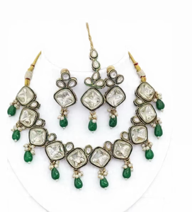 XILIANGFEIZI Copper Vintage High-end Mixed-color Zircon Floral Cross-border Necklace <b>Set</b> From Europe and America Gift - Product Image 3