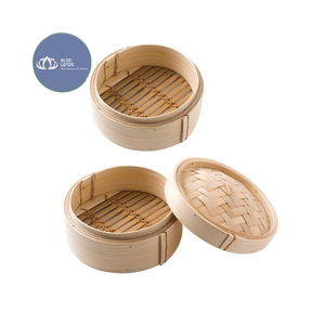AVAILABLE Sustainable Bamboo Steamer <b>Basket</b> Stainless Steel Glass Cover Wholesale - Product Image 1