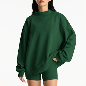 Sweat-shirt à capuche oversize décontracté pour femme, broderie personnalisée, col montant, en molleton de coton écologique - Product Image 6