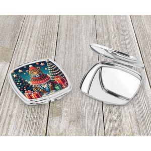 Espejo de maquillaje de viaje compacto de Navidad de leopardo para mujeres y niñas, bolsillo plegable, regalo decorativo de mano, Idea de regalo de Navidad - Product Image 3