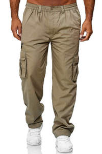 Pantalones Cargo Jaffico International para Hombre, Color Sólido, Ecológicos, 100% Algodón Tejido, Ligeros, Pierna Ancha, Cintura Elástica, Cierre de Cremallera - Product Image 2