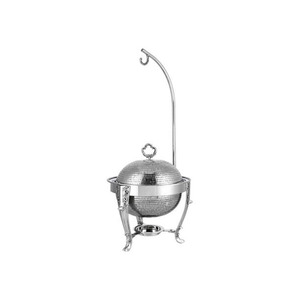 Magnifique réchaud en argent martelé avec un support suspendu incurvé et un couvercle en dôme orné, idéal pour les mariages et les événements - Product Image 1