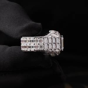 Emerald Cut Moissanite Diamond <b>Ring</b> 925 Sterling <b>Silver</b> Iced Out <b>Ring</b> VVS Hip Hop Statement <b>Ring</b> for <b>Men</b> - Product Image 6