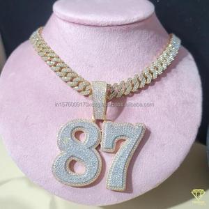จี้เพชรโมอิสซาไนต์พรีเมียม "808" พร้อมสร้อยคิวบันทองคำแบบฝังเพชรเต็มเส้น เครื่องประดับฮิปฮอป ขายส่ง - Product Image 6
