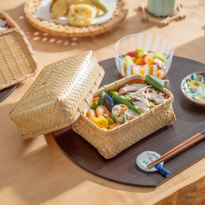 Boîtes de rangement tissées de grande qualité, boîte à bento en bambou durable, boîte à lunch naturelle pour enfants - Product Image 6