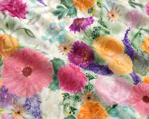 Tela de Algodón Cambray con Estampado de Acuarela Muted Meadow, Tonos Rosa y Malva, Pétalos Pintados, Algodón Suave de Primera Calidad - Product Image 4
