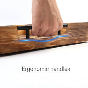 Plateau de service en bois massif personnalisé avec poignée en métal noir Plateau décoratif en bois pour la maison Hôtel Restaurant Plateau de rangement - Product Image 3