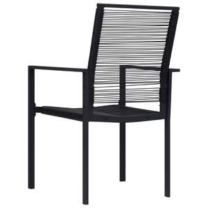 Ensemble de salle à manger en verre noir avec structure en acier thermolaqué et rotin creux en PVC pour l'extérieur - Product Image 6