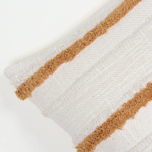 Funda de Cojín Cuadrada de Algodón 100% con Borde Bordado a Mano, Estilo Boho, Color Blanco Hueso y Amarillo Mostaza, con Flecos y Cierre de Cremallera para Sofá y Hogar - Product Image 5