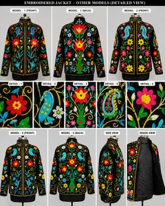 เสื้อแจ็คเก็ตปักมือสไตล์ซูซานีสำหรับผู้หญิง สีดำ ทรงบอมเบอร์ งานปักมือ งานฝีมือสไตล์โบโฮ เสื้อโค้ทฤดูหนาว เสื้อโค้ทสำหรับงานแต่งงาน ของขวัญ - Product Image 6