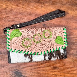 Nueva llegada cartera tallada a mano cartera de mano funda de teléfono elegante cartera para mujeres multiusos carteras de cuero de piel de vaca occidental - Product Image 2