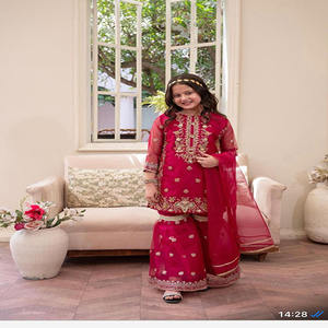 Robe Garara fantaisie prête à porter pour enfants (filles) de haute qualité, robe en coton prête à porter de qualité export, robe pakistanaise respirante pour enfants - Product Image 3