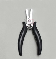 Pince professionnelle en acier inoxydable pour extensions de cheveux avec poignée noire, outil de pose de micro-anneaux et de perles pour salon de coiffure