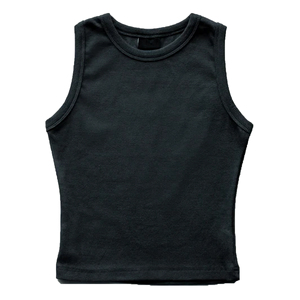 Camiseta sin mangas de algodón acanalado para mujer, con bordado personalizado, cuello liso, ajustada para gimnasio, ¡la más vendida! - Product Image 1