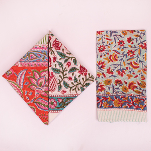 Craftjaipur Handmade Block Printed Cotton Floral 53x53cm Bandana Set Multifunctional Outdoor Accessory Boho <b>Head</b> <b>Wrap</b> For Unisex - Product Image 3