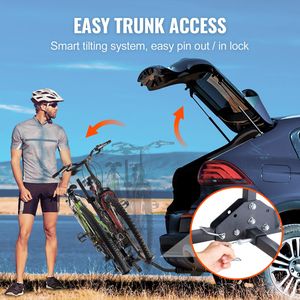 Porte-vélos à fixation sur attelage, capacité maximale 80 lb, pour 2 vélos, style plateforme, avec récepteur de 1,25/2 pouces, inclinable et pliable - Product Image 4