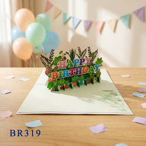 Carte de vœux pop-up florale joyeux anniversaire, découpe de papier artisanale, vente en gros, artisanat papier personnalisé, cadeau d'anniversaire, lettres - Product Image 3