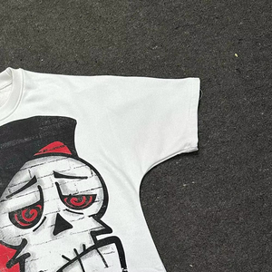 White Skull Graphic Summer Knitted 100% Cotton Oversized Short Sleeve Crew Neck <b>Crop</b> <b>Top</b> Streetwear Men's T-Shirt High Quality - Product Image 4