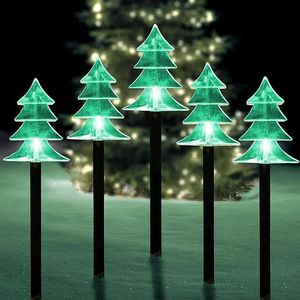 ILLUMINEW Set di 5 Luci Solari Natalizie da Giardino, Decorazioni LED Impermeabili con Picchetto per Illuminazione Natalizia da Esterno - Product Image 1