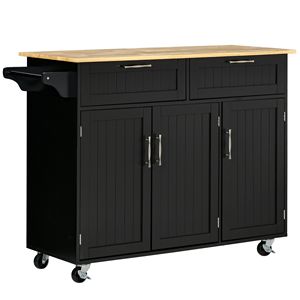 Carrello da Cucina Moderno in Rovere con Design Portatile, Finitura in Legno e Vetro/MDF/Marmo e Spazio di Archiviazione Regolabile - Product Image 1