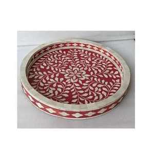 Bandeja de diseño con incrustaciones de hueso para uso en hogares y hoteles de lujo a un precio razonable. Elegante bandeja con incrustaciones de hueso. - Product Image 6