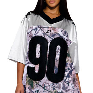 Camiseta Deportiva de Fútbol Americano para Mujer, con Panel de Camuflaje, Talla Grande, Malla de Poliéster, Cuello en V, Número Personalizado, OEM, Venta al Por Mayor, USA - Product Image 6
