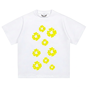 T-shirt pour homme à motif abstrait à pois blancs, manches courtes, col rond, coupe classique, 100% coton jersey, design imprimé - Product Image 3