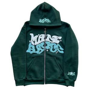 Sweat à capuche streetwear à fermeture éclair intégrale – Impression 3D en relief personnalisée – Mélange de coton et de polaire - Product Image 6