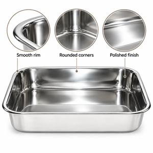 Plat de cuisson rectangulaire en acier inoxydable, plat de service profond, plat de préparation alimentaire, taille personnalisée - Product Image 2