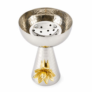 Vente en gros de brûleurs d'encens de luxe en laiton argenté et acier inoxydable, Mabkhara, base sphérique sur piédestal, support pour charbon, oud et bakhoor, cadeaux de l'Aïd - Product Image 3