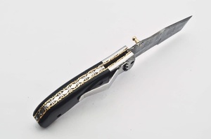Navaja Plegable Multiusos con Hoja de Acero de 20.8cm, Punta de Gota, Perilla de Pulgar, Mango de Madera, Diseño Artístico, 0.5mm, 6.7in de Longitud Total, Afilada - Product Image 2