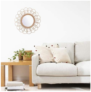 Vietnam Modern Rattan Floral Round Mirror Handmade <b>Wall</b> <b>Decor</b> - Product Image 5