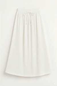 OEM ODM Women Vintage Ribbed Knit <b>Maxi</b> <b>Skirt</b> Adjustable Drawstring Waist Comfortable Fit Trendy Tassel Detail 100% Linen Bulk - Product Image 5