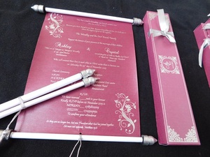 Invitations de mariage élégantes en parchemin, faites à la main, finition brillante, papier sérigraphié, OEM, vente en gros, marque privée, qualité export - Product Image 5