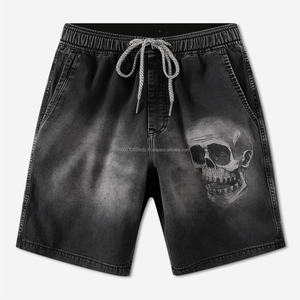 กางเกงขาสั้นผ้าดิบสำหรับผู้ชายผ้าคอตตอนซักเสื้อผ้าสำหรับผู้ชายผ้าเทอร์รี่มีความหนาแน่นสูงพิมพ์ลายเฮมผ้าฝ้าย100% ตามสั่ง - Product Image 1