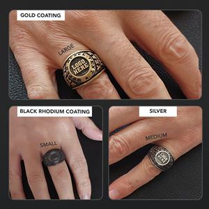 Anillo Personalizado BOJ 011 con Nombre Grabado y Logotipos Personalizados, Hecho a Mano en Plata 925 Chapada en Oro, Diseño Exclusivo, Precio Bajo, Gran Venta - Product Image 4