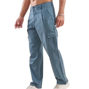 Custom Lightweight Men’s Cargo <b>Pants</b> Autumn Loose Straight Fit Multi Pocket Patchwork Solid Color Outdoor Workwear Cargo Trouser - Product Image 1