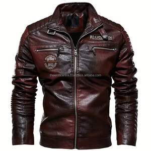 High Quality Customized Logo Leather <b>Jacket</b> Fashion Whole Selling Price Clothing Windproof Heavy Duty Leather <b>Jacket</b> for Men - Product Image 1