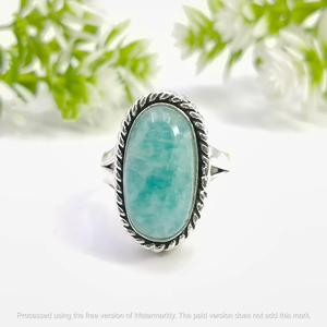 Anillo de Amazonita Natural en Plata de Ley 925, Joyería Artesanal con Piedras Preciosas, Anillo Estilo Boho - Product Image 4