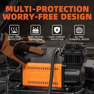 Kit de compresseur d'air, gonfleur portable 12V à double cylindre 12,35 pi³/min, pompe à air tout-terrain pour pneus de camion, usage intensif - Product Image 3