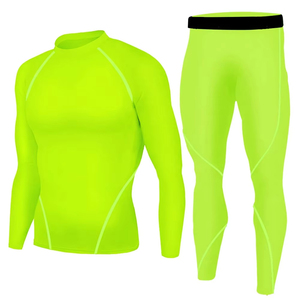 Durable <b>Men's</b> 2-Piece High Waist Solid <b>Compression</b> Set with Moisture Control <b>for</b> Gym Workout & Outdoor Sports - Product Image 3