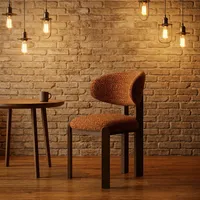 Chaise de restaurant moderne en velours rembourrée, dossier incurvé, structure en bois massif, chaise de salle à manger écologique pour café, maison, bureau