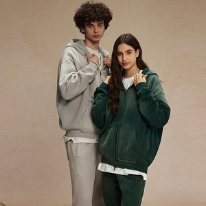 Sudadera con Capucha y Cremallera de Algodón Tejido a Crochet, Estilo Vintage, Unisex, para Hombres y Adolescentes, con Capucha Extra Grande y Bolsillo, Informal, para Verano, ODM - Product Image 2