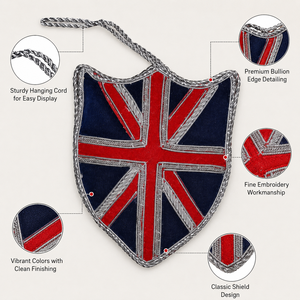 Ornement de Noël personnalisé Union Jack à suspendre, broderie bouillonée en forme d'écusson avec cordon - Product Image 6