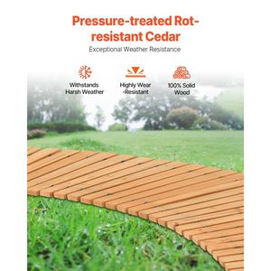 Pasarela de Jardín de Madera Curva Antideslizante de 7 pies x 17 pulgadas para Exteriores, con Conexión de Cuerda de Alambre de Cedro para Paisajismo y Terrazas - Product Image 4