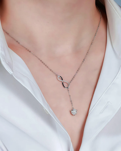Trendy Dainty 1.18ctw Infinity Glow Long Pendant <b>Necklace</b> Y Shaped <b>Necklace</b> in 14K Solid Gold DE VVS Lab Diamond Drop <b>Necklace</b> - Product Image 4