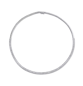 14K Gold Elegant Prong Set Oval Diamond (Natural) and Bezel Metal Link Tennis <b>Necklace</b> for Bridal Wear OEM Wholesale Retail - Product Image 2