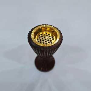 Brûleur d'encens en bois exquis à motif cannelé avec socle orné et insert en métal poli pour la décoration intérieure - Product Image 5